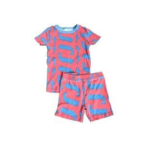 Crewcuts Toddler Pajama Set Whale & Shark Print Short Sleeve Top & Shorts Size 4